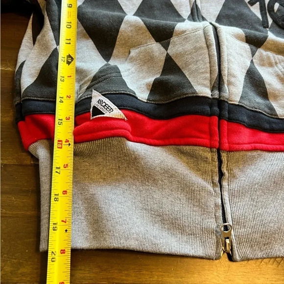 10.Deep Pattern Diamond Zip Up Sweater Hoodie Black Gray Streetwear Small - Picture 10 of 11